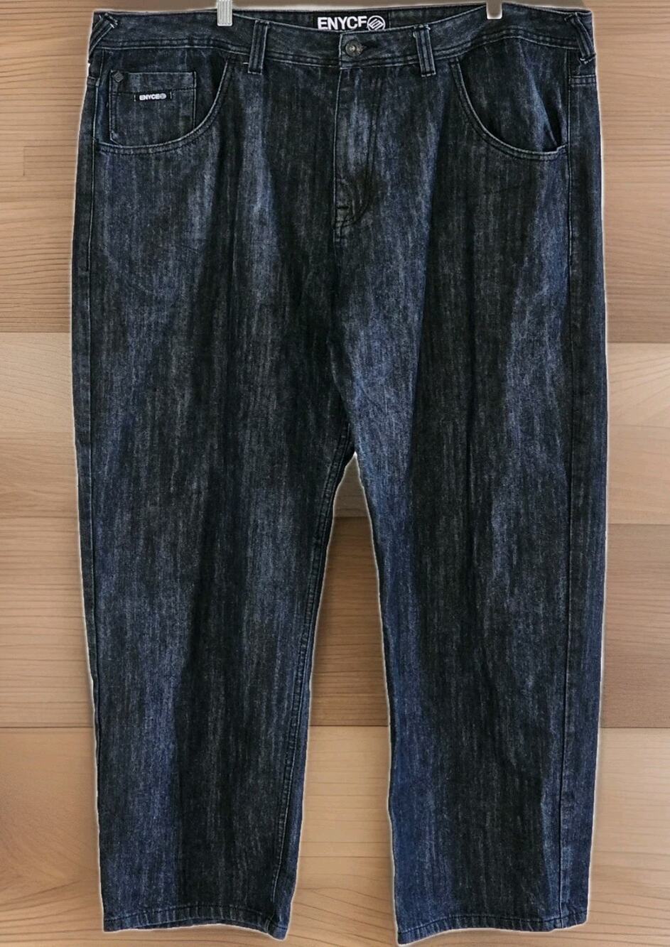 Enyce Sean Combs Men’s Jeans Baggy Hip Hop Wide Leg Skater Dark Wash Denim 48x30
